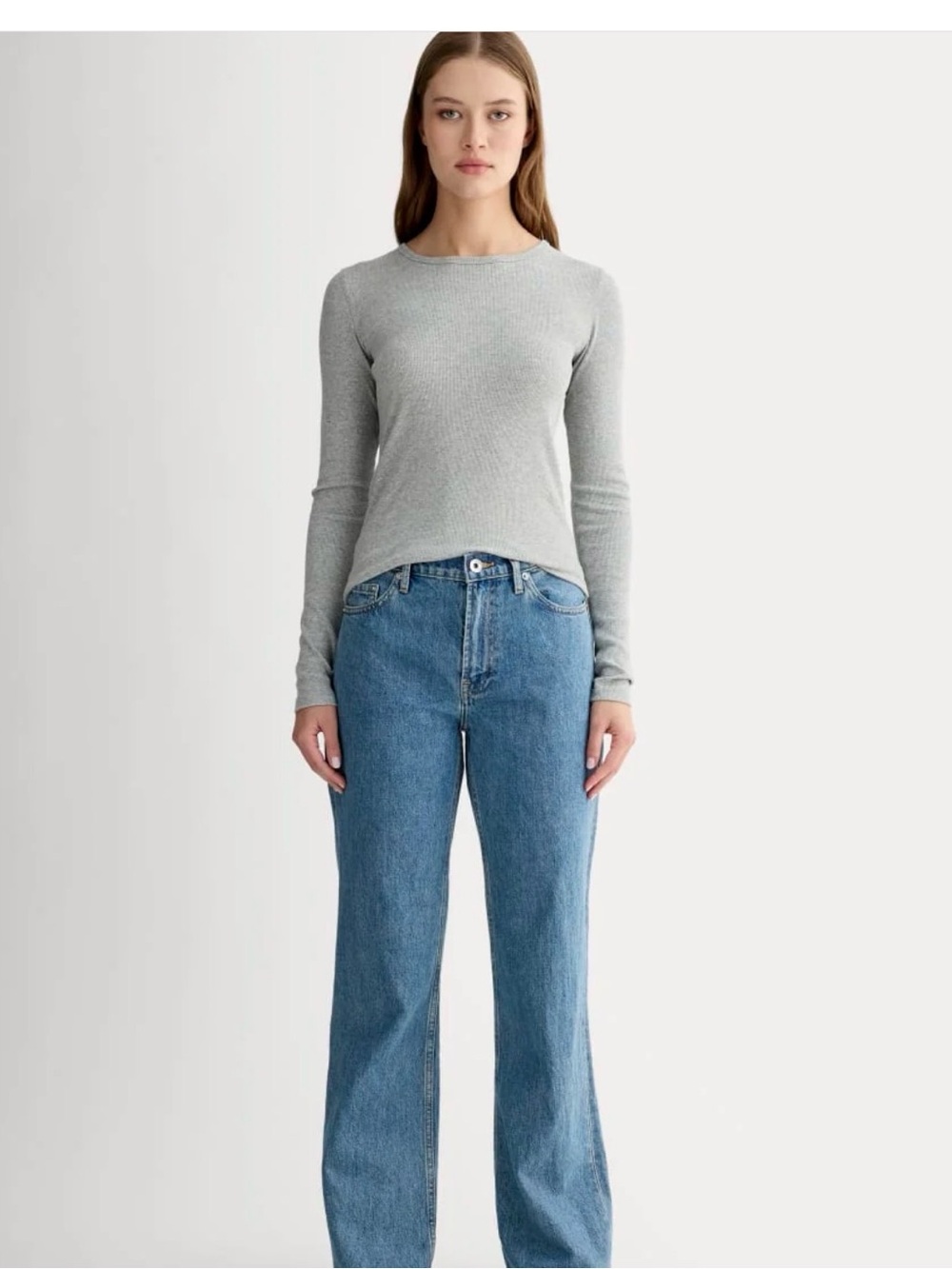 NWT- Everlane  Women’s Supima Cotton LUXE RIB LONG-SLEEVE CREW NECK- XXL